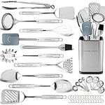 Home Hero Kitchen Utensil Set - Non-Stick BPA Free Silicone Spatula - Heat Resistant Cooking Utensils Set Kitchen Gadgets Ustensile de Cuisine (Stainless Steel - 32pcs)