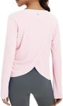 BALEAF Women's Long Sleeve Workout Tops Athletic Shirts Split Back Running Gym Quick Dry Sun Protection UPF 50+ Light Pink M