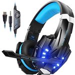 Gaming Headset for PlayStation PS4 3.5mm FORTNITE Headphone for PS4, PC, Xbox One Controller (blue)