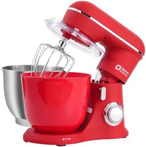 Kitchen in the box Stand Mixer, 4.5QT+5QT Two bowls Electric Kitchen Mixer, 10 Speeds Matte Finish Mixer for Daily Use with Egg Whisk,Dough Hook,Flat Beater (Matte Red)