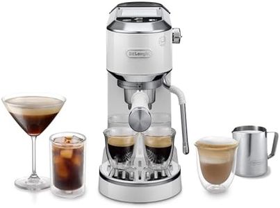 De’Longhi Dedica Duo EC890 Barista Coffee Machine with Pump, Espresso and Cold Brew, Manual Coffee Machine with Latte Art Steam Wand, 15 cm Wide, 2 Espressos, Touchscreen, Cups up to 13 cm (white)