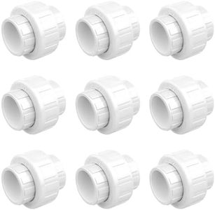9 pcs 3/4 Inch PVC Union, Socket x Socket Schedule 40 Fitting with EPDM O-Ring for Plumbing, Irrigation, Pool & Outdoor Watering Systems