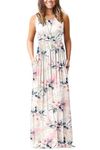 MOLERANI Womens Summer Dresses Floral Maxi Dress Long Beach Dresses with Pockets,White Pink Floral,L