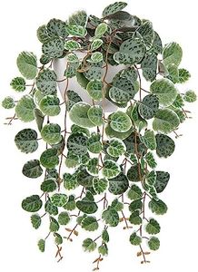 Briful Faux Hanging Plants Indoor 17'' Artificial String of Heart Plants with Semicircle Wall Mount Planter Faux Draping Vine Plants for Home Office Bathroom Hanging Decor (Green White)