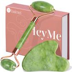 BAIMEI Gua Sha Facial Tool & Jade Roller, Face Roller for Wrinkles and Lifting, Puffiness Reducing Skin Tightening Face Massage Tool, Self Care Gift for Men Women - Xiuyan Jade