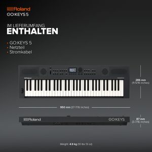 Roland GO:KEYS 5 61-Note Portable Keyboard – Beginner Digital Piano