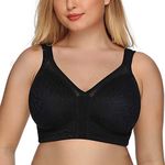 DotVol Women's Full Coverage Minimizer Bra Comfort Wirefree Non Padded Plus Size Everyday Bra(40F, Black)