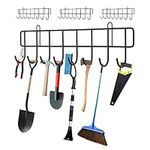 zerotop Garden Tool Rack, 4 Pack 15.9inch Garage Tool Organizer 32 Hooks Wall Mount Garden Tool Holder Yard Tool Hangers Organizer Heavy-Duty Hook Wall Storage Rack Holds Shovels Ropes (Single Hook)