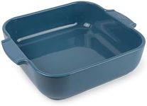 PEUGEOT - Square Ceramic Baking Dish - 28 cm (Handles Included) x 23.7 cm x 7.2 cm - Capacity: 2.7 L - 10 Year Guarantee - Made In France - Light Blue Colour