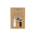 Bff Necklace for 2 Girls Healing Crystal Necklace for Women Matching Heart Friendship Necklaces Best Friend Necklaces for 2 Girls (Black Wihte)