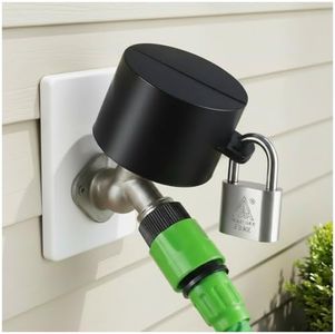 Outdoor Faucet Lock, Water Faucet Lock, Metal Construction with Included Padlock Kit, Prevents Unauthorized Use & Water Theft, Easy to Install, Fits Standard Outdoor Spigots & Garden Faucets (Black)