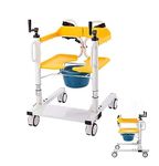 Pxkmouy Patient Lift Transfer Chair for Home, Bed to Toilet Transfer Chair, Portable Wheelchair Lift with 2 Cushion, Chair to Bed Transfer Wheelchair, Adjustable Width Base, 300 lb Weight Capacity