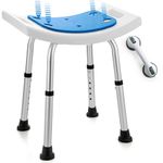 LEACHOI Shower Stool for Inside Shower, Anti-Slip Bath Shower Seat for Tub and Bathroom - Bath Chair Stool with Padded Seat & Shower Handle for Elderly, Senior, Handicap and Injured, 300lbs