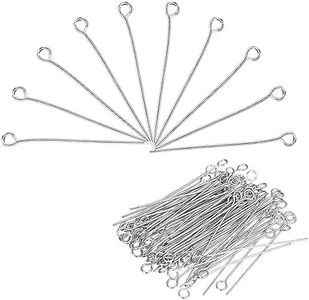 MECCANIXITY 500Pcs Silver Iron Eye Pins 30mm 21 Gauge/0.7mm Eye Pins for Jewelry Making Findings DIY Craft Necklaces Bracelets Earrings Head Pins