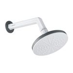 COATS Round Plastic Shower Head for Bathroom | Grey with Chrome Finish | Showerhead with Shower Arm and Flange | Wide Spray Coverage and Superior Water Flow | Set of 1