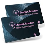 KF-Premium RFID/NFC Anti-Theft Blocking Fraud Protective Cards (Pack of 2) Wallet Protector for Contactless Scam-Proof Credit/Debit Cards, Passports Protection Anti-Fraud RFID Blocking Card (Pink)