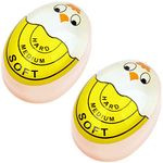 Egg Timer Cartoon Sensitive Hard & Soft Boiled Color Changing Indicator Tells When Eggs are Ready (Yellow 2pcs)