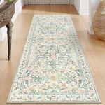 Morebes Washable Runner Rug 2x6,Bathroom Runner Rugs 24 x 72 Non Slip Washable,Vintage Boho Ultra-Thin Indoor Throw Carpet Runner for Hallway Entry Bedroom Laundry Room, Cream/Multi