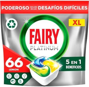 Fairy Platinum Limón, Cápsulas De Lavavajillas Todo En Uno, 66 Cápsulas