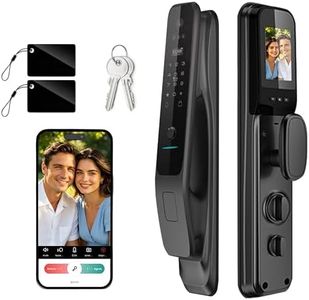 YINTIN 3D Face Recognition Smart Lock with Camera & Handle, Palm Vein Keyless Entry, Video Doorbell, 8-in-1 Unlock, Mortise Lock, 4" HD Screen, Tuya App, 2-Way Talk, IP67, Door Lock for Front Door.