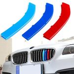 Fogfar 3 PCS Grille Insert Trims, Colored Grille Trims Strips, Front Center Kidney Grilles, Grille Cover Clips, Car Decoration Buckle, Compatible with BMW 5 Series 14-17 (Red & Blue & Dark Blue)