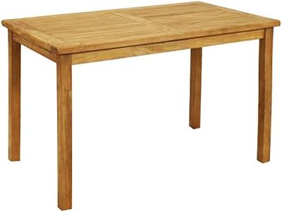 Sunnydaze Rectangular Solid Teak Outdoor Dining Table - Light Wood Stain Finish - 47-Inch