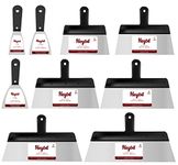 Heybit 2” 3” 4” 6” 8” 10” 12” 14” 16” Scraper Set Steel Blades Putty Filler Plaster Drywall Decorate Flexible Tapping Putty Cleaning Filling Knife Steel Putty Knife Set| Putty knives| Pack of 9