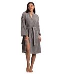 Chakir Turkish Linens 100% Cotton Terry Cloth Turkish Kimono Bathrobe for Women, Gray, Small