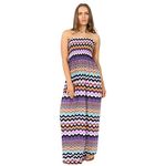 MIXLOT New Womens Ladies Sexy Printed Sheering Maxi Boobtube Bandeau Top Long Maxi Dress (Purple Zigi, 12-14)