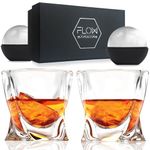 FLOW Barware Twist Whiskey Glasses Set of 2 | Twisted Design Whisky Glasses Gift Set | Perfect Heavy Tumbler Glasses for Scotch, Bourbon Gin & Tonic & Negroni Cocktails