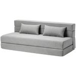 SUYOLS Folding Sofa Bed Queen Size with Pillows - Convertible Chair Floor Couch & Sleeping Mattress - Foldable Memory Foam Sleeper for Living Room/Dorm/Guest Room/Home Office, Light Grey