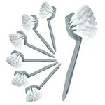 Pack of 7 Plastic Dish Brush Set with Firm Bristles − Dish Scrubber and Washing up Brushes for Kitchen, Sink, and Countertops (7-Pack Round Dish Brushes)