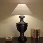 KAPOOR E-ILLUMINATIONS Wooden Table Lamp with Cotton White Shade