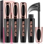 3 PCS 4D Silk Fiber Lash Mascara Waterproof Mascara Eyelash Extension Thicker Voluminous Eyelashes, Smudge-proof, Long-Lasting, Dramatic Extension, Smudge-proof, Hypoallergenic Formula (3 Packs)