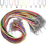 NEBURORA 120 Pcs Necklace Cord 1.5mm Waxed Necklace Cord with Clasp 20 Inch 10 Colors Necklace String Rope Waxed Cotton Cord Necklace for DIY Bracelet Necklace Jewelry Making