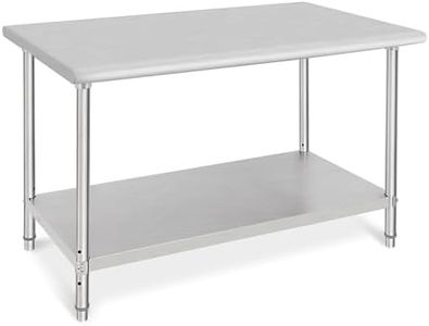 GarveeTech Stainless Steel Prep Table, NSF Commercial Work Table with Undershelf, Stainless Steel Table for Food Prep & Work 48 x 30 Inches, Heavy Duty for Kitchen, Restaurant, Hotel, Silver