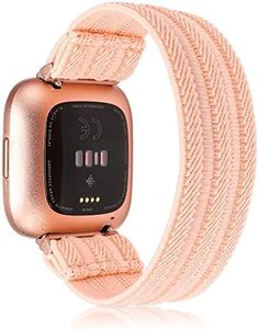 TOYOUTHS Elastic Band Compatible with Fitbit Versa/Versa 2 Scrunchie Bands Fabric Nylon Sport Stretchy Strap Fashion Versa Lite Special Edition Wristband Women Men (Rose Pink, Small)