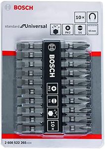 Bosch Professional Extra Hard, Double Ended Screwdriver Bits, Type Ph2-Sl, Length 65mm, Grey, Pack Of 10