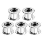 Saipor 2GT Aluminum Timing Belt Idler Pulley (5pcs) Synchronous Wheel 20T 5mm Bore for 6mm Width Timing Belt, 3D Printer Accessories (20T, Bore 5mm, W 6mm, Toothless)