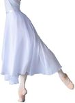 Daydance White Women's Ballet Skirts Long Sheer Dance Skirts 82cm Length with Tie Waist