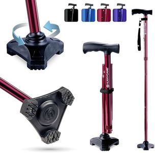 Drive Medical HurryCane Freedom Edition Folding Cane with T Handle, Red 6 count