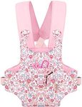 GAGAKU Baby Doll Carrier Stuffed Animal Carrier for Girls Doll Accessory Adjustable Straps for 12 to 24 inch Reborn Baby Dolls - Pink Flowers