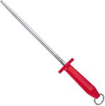 F. DICK German Made 10" Smooth Polished Knife Sharpener Steel - Red