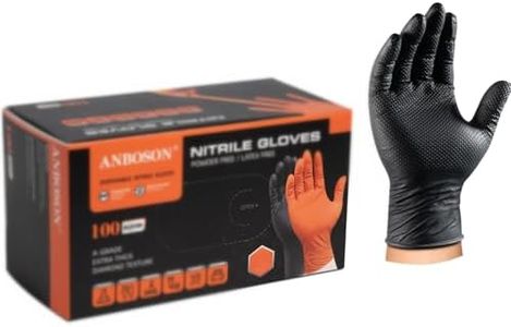 Diamond Texture Gloves, Comfy Package Black Nitrile Glove, Extra Thick 100 PCS, 8 Mil, For Heavy-Duty Mechanic Rubber Work, Engineer Gloves, Oil Work, Painting, Auto Repair, Industrial, Thicker Type
