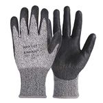 Karam HS51 Safety Gloves for Mechanical Hazards | Safety Work Gloves with HPPE Liner with Black PU Coating | Abrasion, Tear & Puncture Resistant | Cut Resistant with Multipurpose Use | Size-M