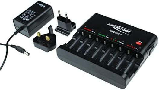 ANSMANN Powerline 8 battery charger with UK & EU Plugs and LED lights