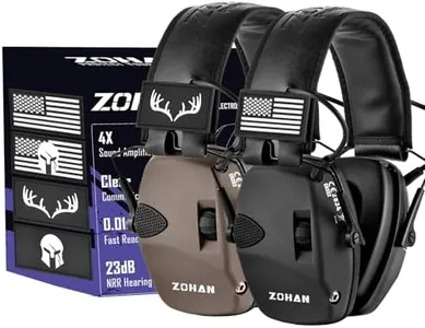 ZOHAN Electronic Shooting Earmuffs with Patches, 2Pack Hearing Protection for Shooters, NRR 23dB Noise Reduction, Gun Range Ear Protection Headphones(Black+Brown)