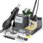 BK602S Soldering Station & Desoldering Kit 2-in-1 Set, Hot Air Rework Station DIY Soldering Station, Soldering Practice Kit, Auto Sleep, ºC/ºF Conversion, Big Screen Display