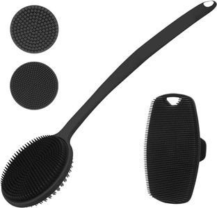 Silicone Body Scrubber for Shower - Bath Body Brush with Long Handle - Double Sided Shower Brush for Shower Exfoliating and Massage Can Produce Rich Foam - BPA-Free - Long Handle Back Scrubber for Men