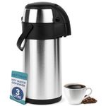 HEFTMAN Thermal Coffee Carafe - 3L Stainless Steel Airpot Pump Action Double-Walled Insulation, Leak Proof Coffee & Tea Carafe with 360° Rotating Base, Carry Handle, Safety Lock, Removable Lid (3L)
